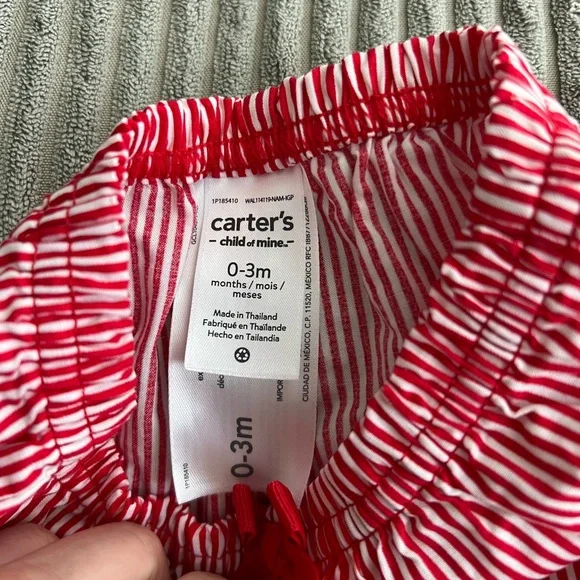 Carter's Red and White Striped Baby Shorts - Picture 2 of 2